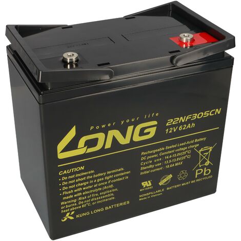 Kung Long Akku 12V 62Ah Pb Batterie Bleigel WP-22NF305CN zyklenfest