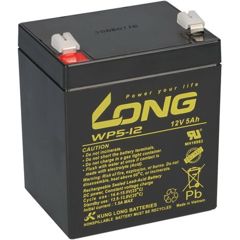 Kung Long Blei Akku 12V 5Ah WP5-12 Faston 6,3 mm