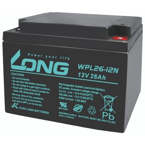 KUNG LONG Blei-Akkumulator Longlife, WPL26-12N-M, 12 V-, 26 Ah