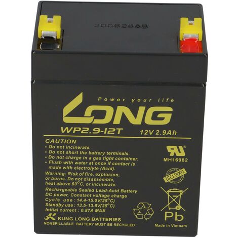 Kung Long WP2.9-12T 12V 2,9Ah AGM Blei Accu Bleiakku Batterie wartungsfrei