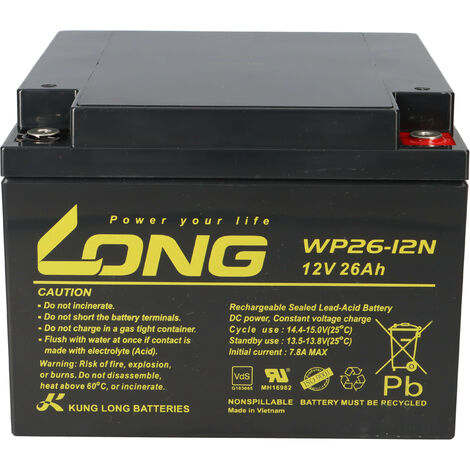KungLong Akku 12V 26Ah WP26-12N-M mit VdS AGM M5 Innengewinde