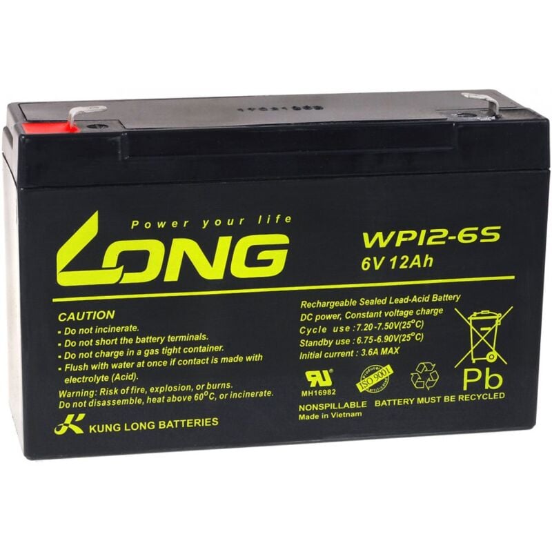 

Powery - KungLong Batería de Reemplazo para Barcos Modelismo Camping 6V 12Ah (Reemplaza también 10Ah)