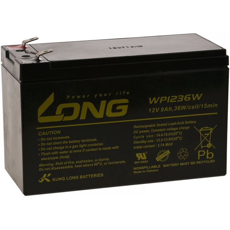 

KungLong Batería plomo UP9-12 recambio de FIAMM modelo FG20722 12V 9Ah (Reemplaza también 7,2Ah / 7Ah)