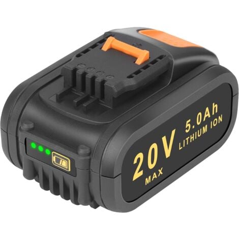 KUNLUN Batterie 20V 5,0Ah WA3553 pour Worx Batterie WA3644 WA3645 WA3551 WA3556 WA3572 WA3760 WA3881 WX390 WX176 WX178 WU268 WA3551.1 WX800 WGG800 pour Worx 20V Outils Electriques