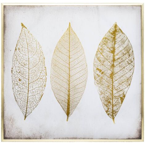 Kunstdruck Goldene Blätter gerahmt 58 × 58 cm