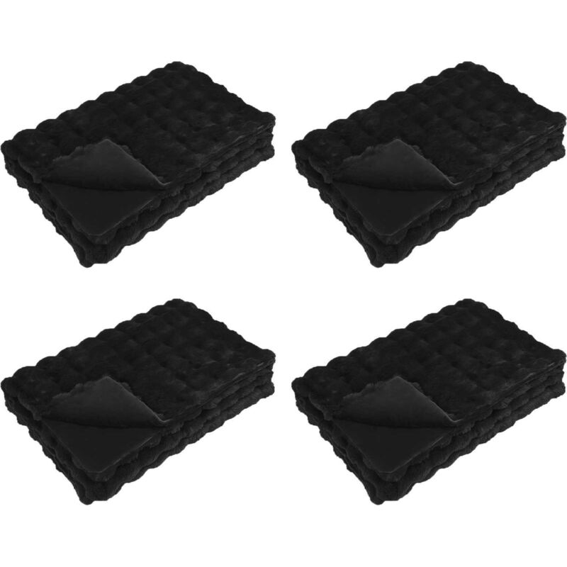 Rutschfeste Kunstfell Decke Olite 4 Pcs Schwarz 220 X 240 Cm Vidaxl
