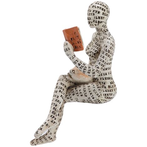 Kunstharzfigur einer lesenden Frau – Originelle Bücherregaldekoration für Zuhause
