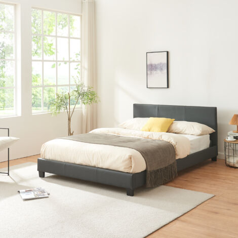Kunstlederbett Albacete 140x200 cm Dunkelgrau Corium