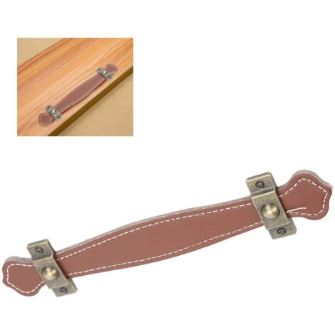 Kunstledergriff für Möbel, Schubladen, Türen, Koffer und Schränke – Rotbraun, 192 x 38 mm, einfache Montage – Packungsinhalt: 1 Griff