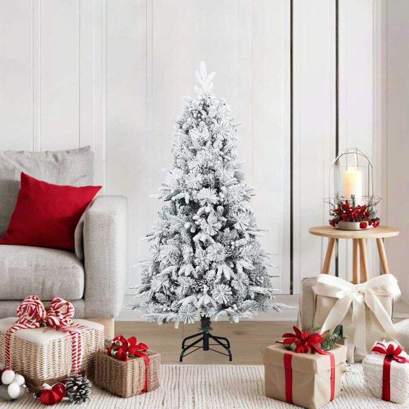 Künstlicher Scharnier-weihnachtsbaum Schneebedeckt Weiß 120 Cm Vidaxl