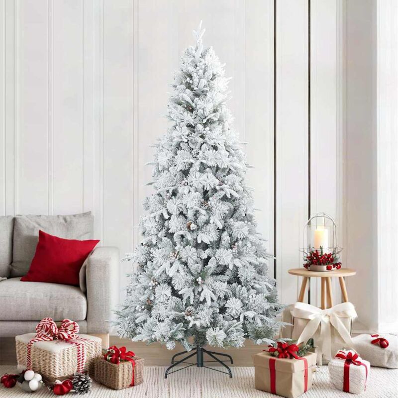 Künstlicher Scharnier-weihnachtsbaum Schneebedeckt Weiß 210 Cm Vidaxl