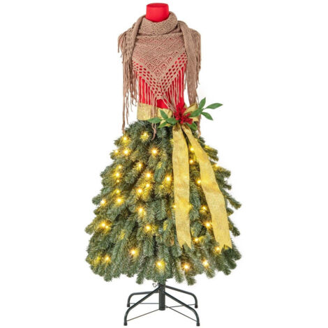 Kunstlicher weihnachtsbaum in schneiderpuppen optik mit abnehmbarem schal roten beeren