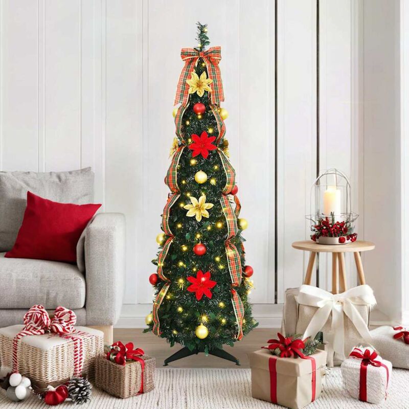 Künstlicher Weihnachtsbaum Mit 100 Leds Grün 155 Cm Pvc Vidaxl
