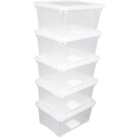 Kunststoff Aufbewahrungsbox transparent - 1,8 L / 5er Set - Universal Klasicht Box mit Deckel 20 x 15 cm - Multibox Lagerbox Sammelbox Organizer Box Spielzeug Kiste