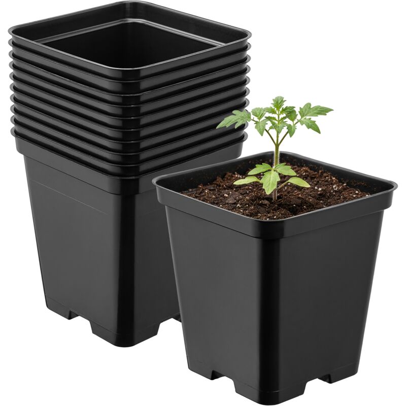 Garronda Pflanztopf Kunststoff 9 X 9 X 9, 6 Cm (0, 5l) 10er Set Eckig Mit Drainagelöchern Blumentopf Robust Pflanzentopf Für Garten Gewächshaus