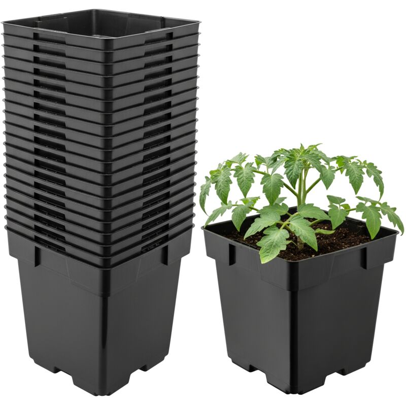 Garronda Pflanztopf Kunststoff 14 X 14 X 14 Cm (2l) 20er Set Eckig Mit Drainagelöchern Blumentopf Robust Pflanzentopf Für Garten Gewächshaus Balkon