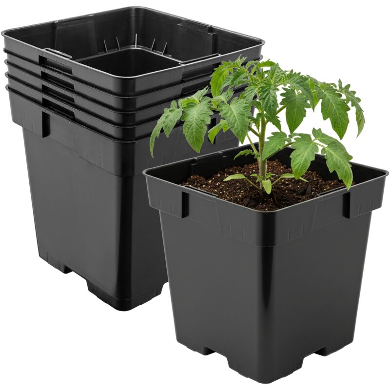 Garronda Pflanztopf Kunststoff 16 X 16 X 16 Cm (3l) 5er Set Eckig Mit Drainagelöchern Blumentopf Robust Pflanzentopf Für Garten Gewächshaus Balkon
