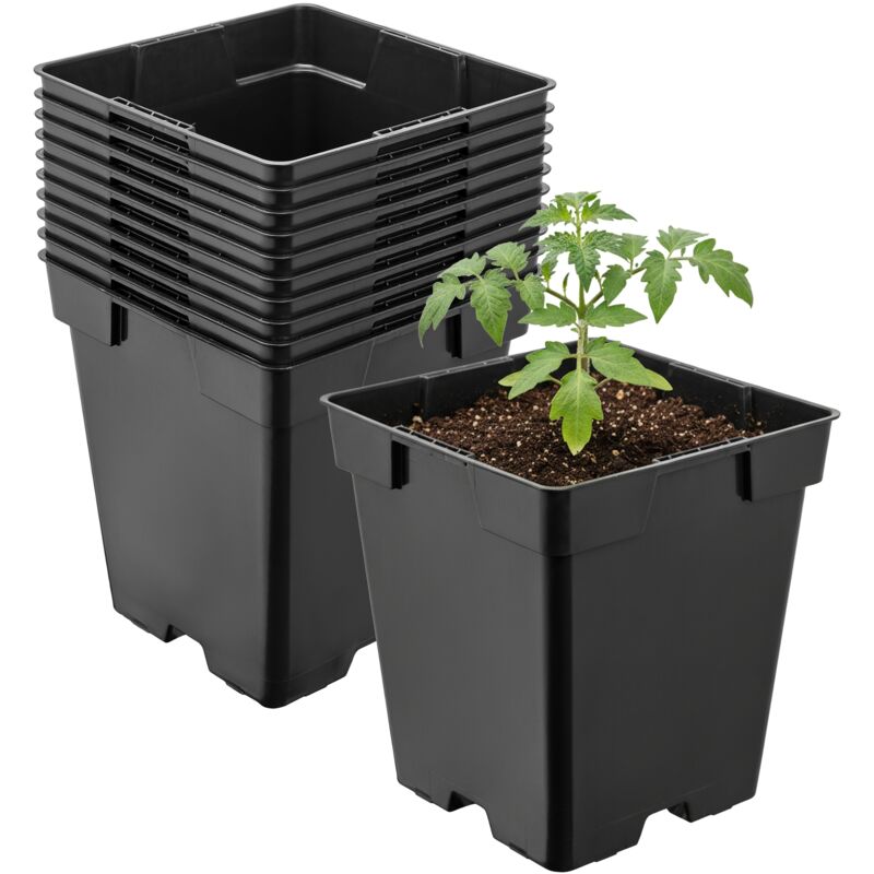 Garronda Pflanztopf Kunststoff 11 X 11 X 12 Cm (1l) 10er Set Eckig Mit Drainagelöchern Blumentopf Robust Pflanzentopf Für Garten Gewächshaus Balkon