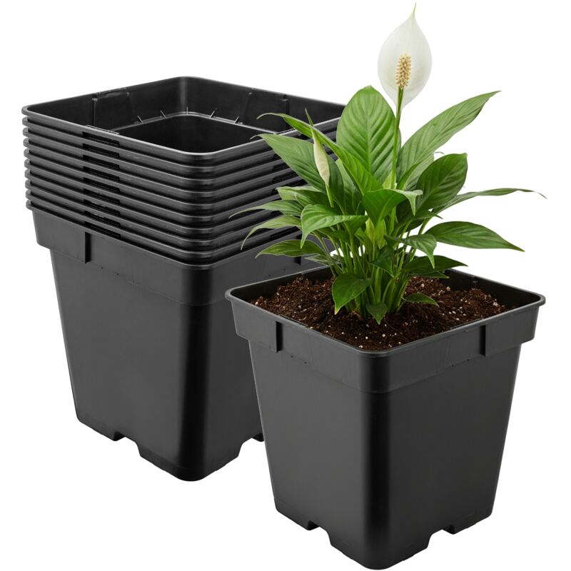 Garronda Pflanztopf Kunststoff 18 X 18 X 18 Cm (4l) 10er Set Eckig Mit Drainagelöchern Blumentopf Robust Pflanzentopf Für Garten Gewächshaus Balkon