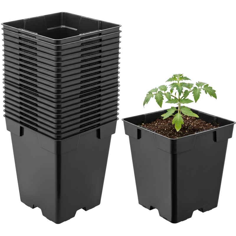 Garronda Pflanztopf Kunststoff 11 X 11 X 12 Cm (1l) 20er Set Eckig Mit Drainagelöchern Blumentopf Robust Pflanzentopf Für Garten Gewächshaus Balkon