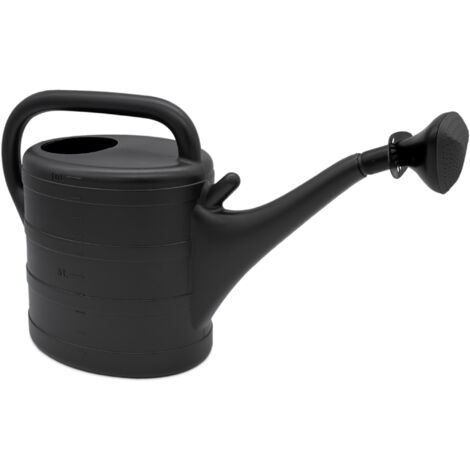 Kunststoff Gießkanne 10 Liter - anthrazit - Gartengießkanne mit abnehmbarer Brause - Kanne für Haus und Garten zur Bewässerung für Pflanzen