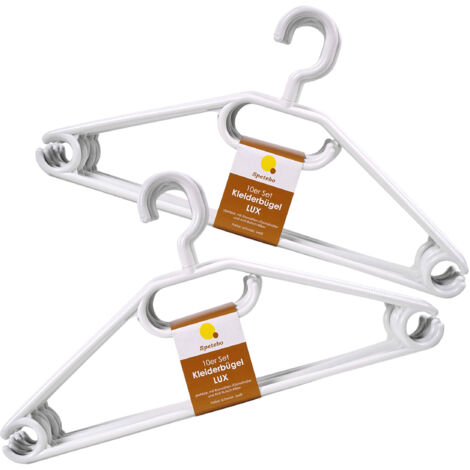 Kunststoff Kleiderbügel mit Hosenstange - weiß / 20er Pack - Bügel für Jacken Hemanden Blusen mit Kawatten und Gürtel Halter