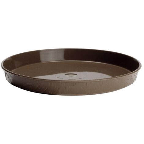 Kunststoff-Rund-Untersetzer holzähnlich für Blumentopf 35 cm Größe 7 braun