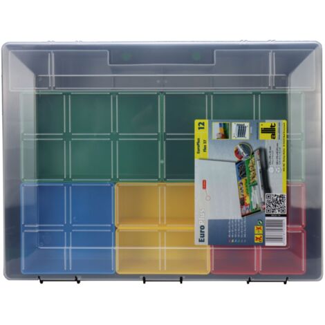 Kunststoff Sortimentskasten Flex 37-12 bunt 12 Fächer 370x295x55mm Aufbewahrung
