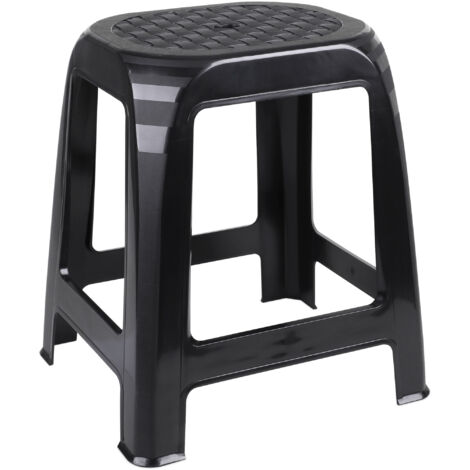 Kunststoff Tritthocker schwarz Belastbarkeit bis 120 kg - 46 x 41 cm - Küchen und Badezimmer Hocker hoch - Sitzhocker Haushaltshilfe Küchenhocker Trittleiter Fußbank