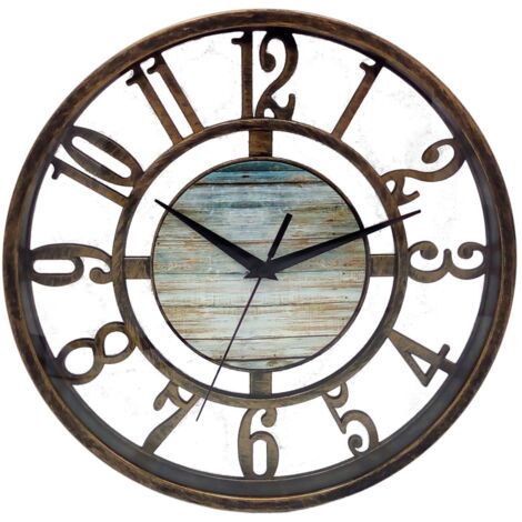Kunststoff Wanduhr 27,5cm Bronze Küchenuhr Wohnzimmer Holzoptik Retro Antik