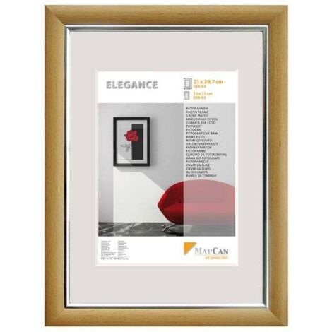 Kunststoffbilderrahmen Elegance Buche-Metallic-Silber 50 x 70 cm Bilderrahmen
