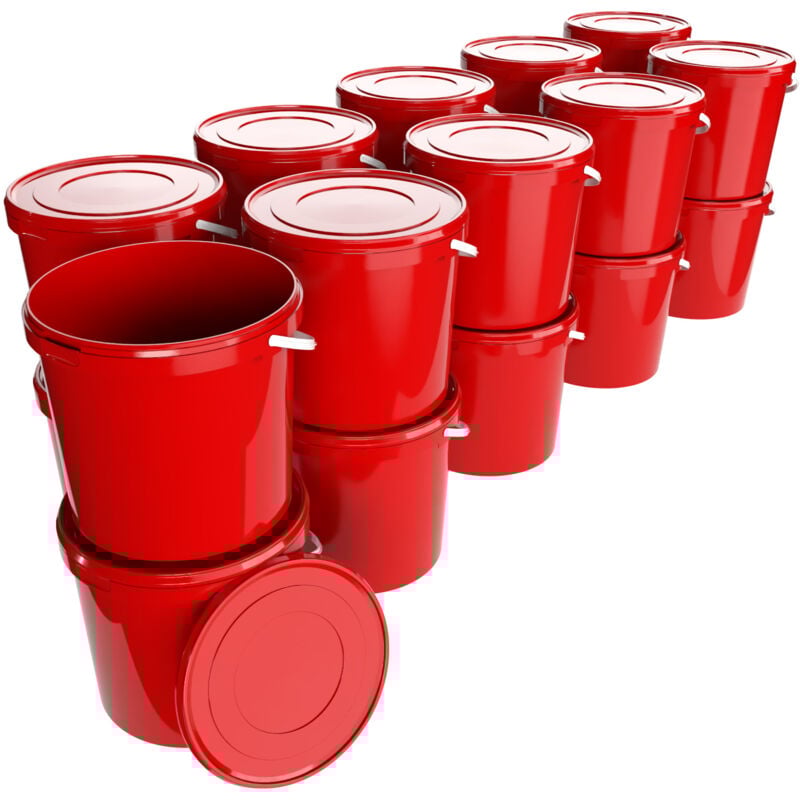 Seau avec couvercle 10 litres en rouge - 20 pièces