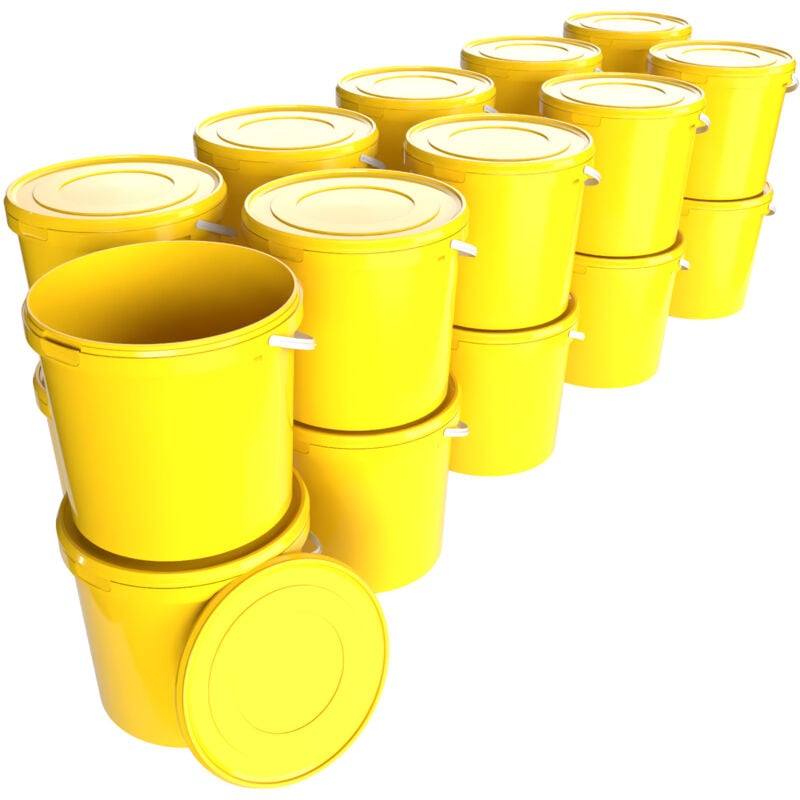 Seau avec couvercle 10 litres en jaune - 20 pièces