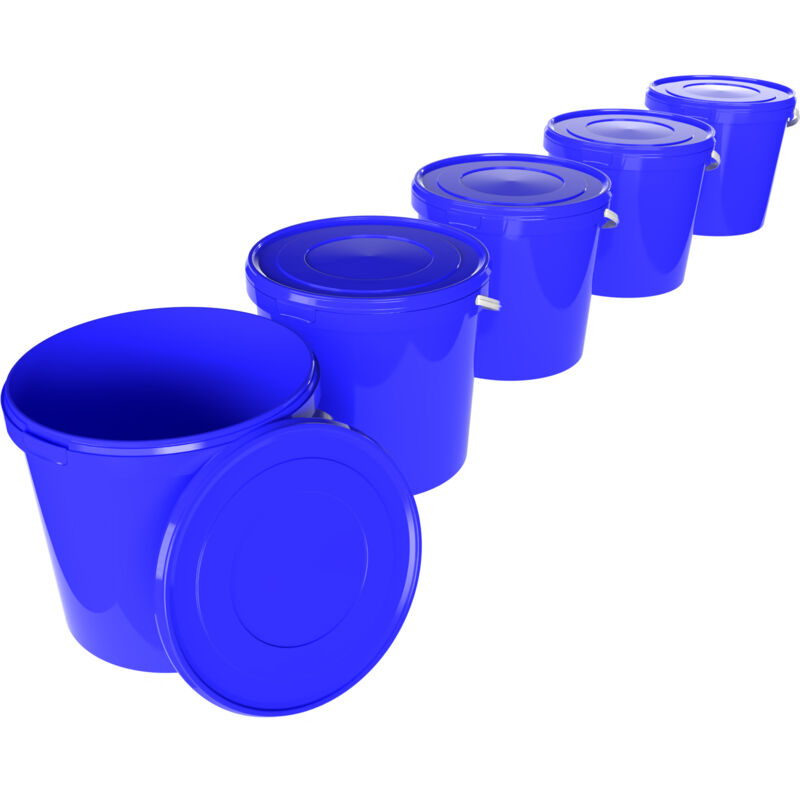 Seau avec couvercle 10L Seau de réserve alimentaire bleu (pp)