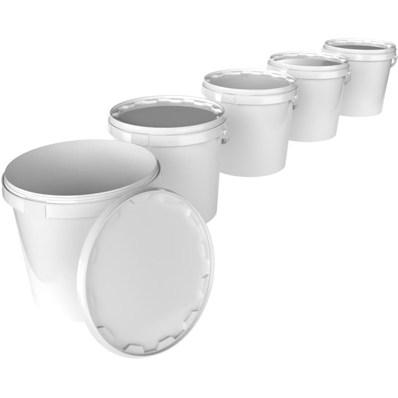 Seau avec couvercle 20 l alimentaire blanc pp 5 pièces