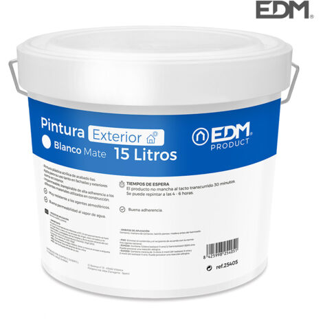 Kunststofffarbe innen / außen matt weiß 15l edm