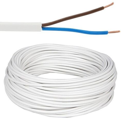 Kunststoffisolierte Leitung / Fühlerkabel H03VV-F, 2 x 0,75 mm² - Farbe weiß - Rolle je 50 m