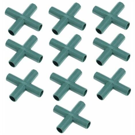 Kunststoffrahmenverbinder, Steckverbinder für rechte Eckrohre, Gewächshausbauverbinder, 16 mm, 4-Wege-Kreuz, 10 Stück FLITI