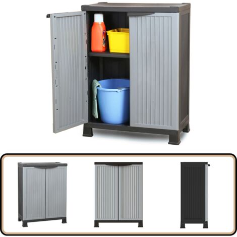 Kunststoffschrank 68x39x92 cm - Aufbewahrungsbox - Garderobe - Werkzeugschrank - Plastikmöbel - Grau