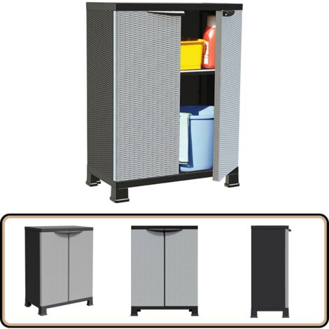 Kunststoffschrank 68x39x92 cm Rattan-Design - Aufbewahrungsbox - Garderobe - Schuhschrank - Werkzeugschrank - Plastikmöbel