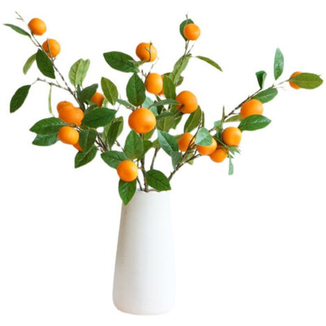 Kunstvoller Blumenstrauß [Künstlicher Kumquat-Strauß mit 4 Stielen] Goldener Kumquatbaum, flexibles Blumendesign, 50 cm Größe für elegante Wohndekoration