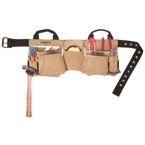 Kuny's AP-622A Carpenter's Apron with 11 Pockets in Durable Split Grain Leather