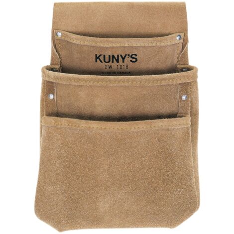 Kuny's DW-1018 Split Grain Leather Drywall Pouch with 3 Spacious Pockets