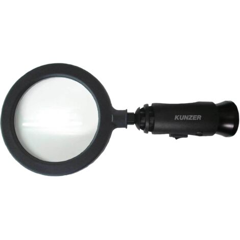 Kunzer 7LL01  Handlupe mit LED-Beleuchtung  Linsengröße: (Ø) 90 mm Schwarz