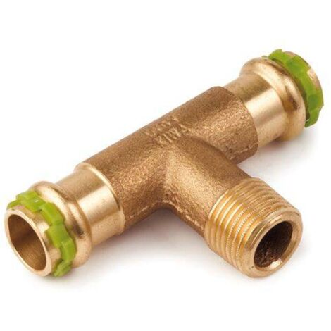 Kupfer Pressfitting SudoPress T-Stück Mittelgang AG 28 mm x R 3/4" x 28 mm Kontur V DVGW