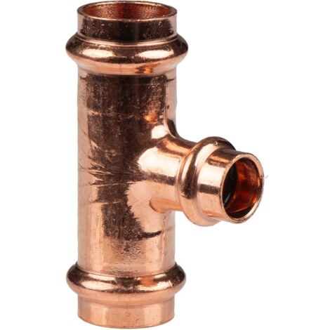 Kupfer Pressfitting T-Stück Mittelgang reduziert 22 x 15 x 22 mm V+M-Kontur DVGW