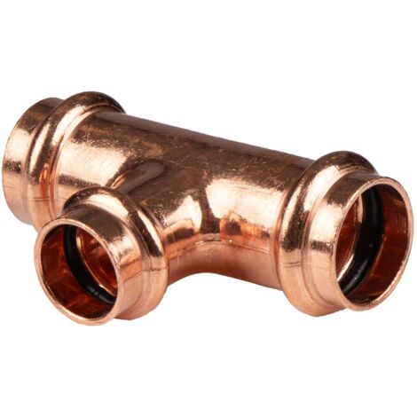 Kupfer Pressfitting T-Stück Mittelgang reduziert 22 x 18 x 22 mm V+M-Kontur DVGW