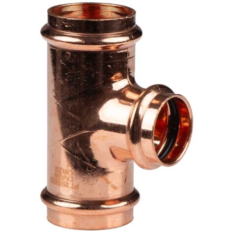 Kupfer Pressfitting T-Stück Mittelgang reduziert 35 x 28 x 35 mm V+M-Kontur DVGW
