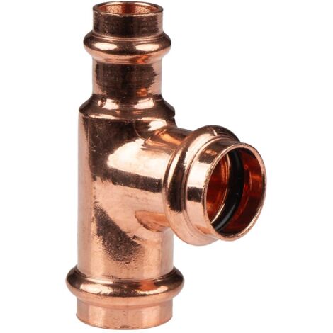 Kupfer Pressfitting T-Stück reduziert 22 x 22 x 15 mm V+M-Kontur DVGW