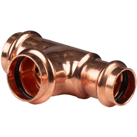 Kupfer Pressfitting T-Stück reduziert 28 x 28 x 22 mm V+M-Kontur DVGW